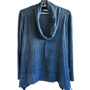 Jess & Jane 1X Sweater Tunic‎ top w/attached tank top, soft knit heather black